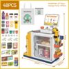 Cash Register Playset for Kids - 48PCS Pretend Play Money, Calculator, Scanner, Credit Card and Play Food for Boys and Girls Ages 3+ (668-125) - Image 3