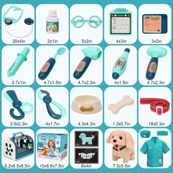 G.C 22Pcs Dog Toys for Kids Doctor Kit, Walking Barking Electronic Interactive Stuffed Dog Vet Kit Costume Pretend Play Puppy Pet Care Veterinarian Playset, Gifts for Kids Girls 3 4 5 6+ Year Old - Image 2