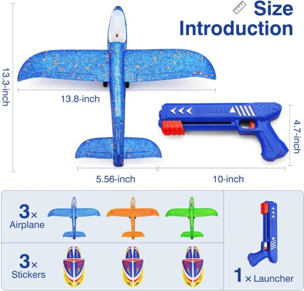 3 Pack Foam Airplane Launcher Toys, 2 Flight Mode Glider Plane,Kids Flying Toy,3 4 5 6 7 8 9 10 11 12 Year Old Boys Girls Gifts,Outdoor Sport Party Favor - Image 6