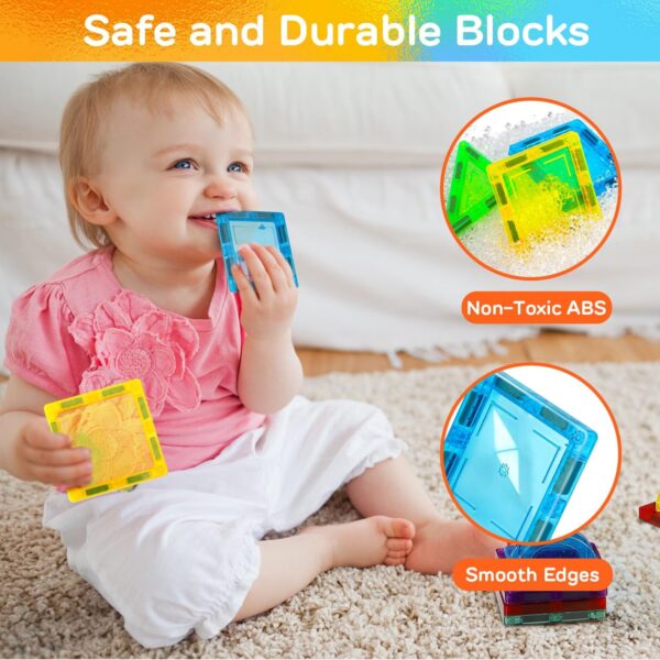 TOY Life Magnetic Tiles for Toddlers 3-5 Magnetic Blocks for Kids Ages 4-8 STEM Magnet Blocks Magnet Tiles Magnet Toys Kids Magnetic Building Tiles Building Blocks Kids Games for Boy Girl - Image 4