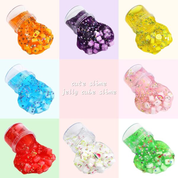 Jelly Cube Clear Slime Kit 8 Pack for Kids, Crunchy Slime, Stress Relief Toy, Party Favors for Girl Boys 6 7 8 9 10 11 12 - Image 2