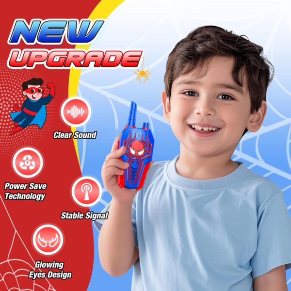 Spider Walkie Talkies for Kids: Toys Gifts for 3 4 5 6 7 8 9 Year Old Boys Girls Ages 5-7 Kids Walkie Talkies 2 Pack Outdoor Hiking 2 Way Radio Toy for 3-12 Year Old Boy Girl Birthday Gift Age 3-6 - Image 3