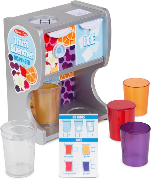 Melissa & Doug Wooden Thirst Quencher Drink Dispenser With Cups, Juice Inserts, Ice Cubes - FSC Certified - Image 5