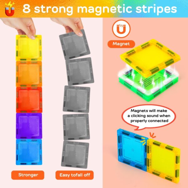 TOY Life Magnetic Tiles for Toddlers 3-5 Magnetic Blocks for Kids Ages 4-8 STEM Magnet Blocks Magnet Tiles Magnet Toys Kids Magnetic Building Tiles Building Blocks Kids Games for Boy Girl - Image 5