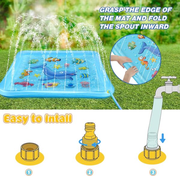 Growsland Splash Pad for Toddlers, Outdoor Sprinkler for Kids, 67" Summer Water Toys Inflatable Wading Baby Pool Fun Gifts for 3 4 5 6 7 8 9 Years Old Boy Girl Backyard Garden Lawn Outdoor Games - Image 4