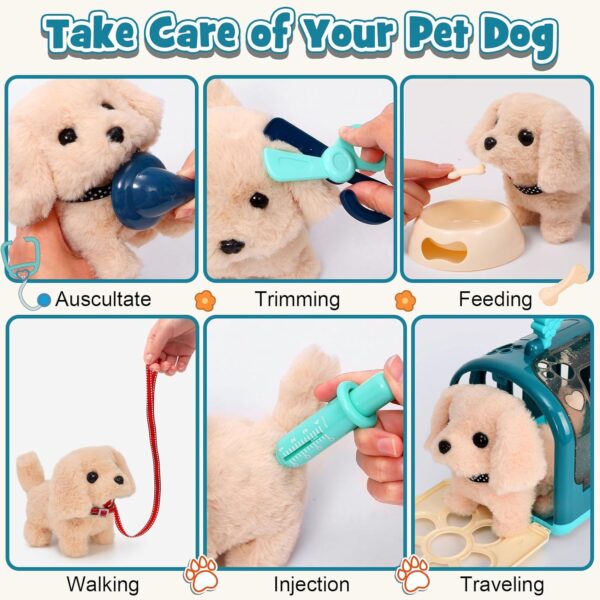 G.C 22Pcs Dog Toys for Kids Doctor Kit, Walking Barking Electronic Interactive Stuffed Dog Vet Kit Costume Pretend Play Puppy Pet Care Veterinarian Playset, Gifts for Kids Girls 3 4 5 6+ Year Old - Image 4