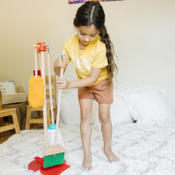 Melissa & Doug Let's Play House Dust! Sweep! Mop! 6 Piece Pretend Play Set - Toddler Toy Cleaning Set, Pretend Home Cleaning Play Set, Kids Broom And Mop Set For Ages 3+ - Image 3