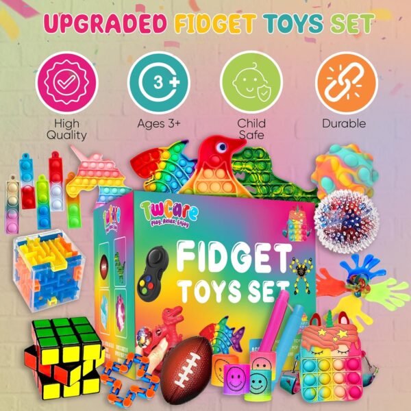 120 Pack Fidget Toys Set,Pop Sensory Party Favors Gifts for Kids Adults Boy Girl ADHD Autism Stress Relief Stocking Stuffers Autistic Bulk Goodie Bag Pinata Filler Treasure Box Classroom Prizes School - Image 6