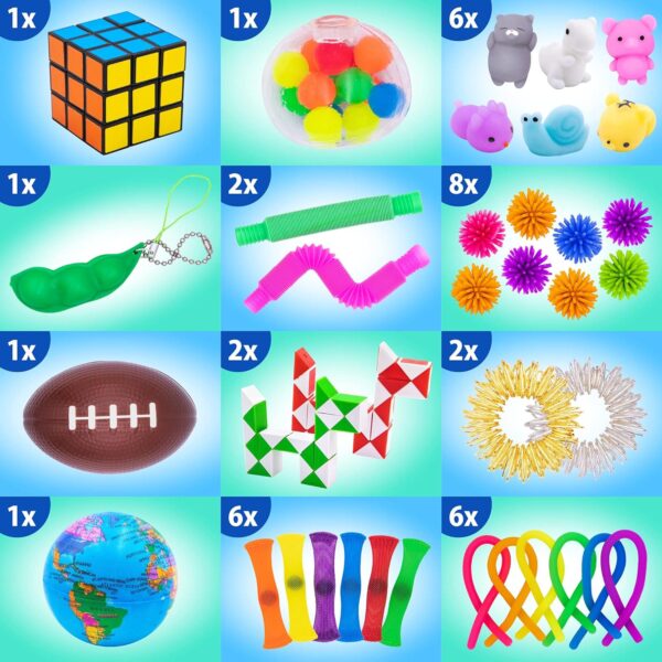 50 Pcs Fidget Toys Pack - Kids Stocking Stuffers Gifts for Kids, Party Favors Autism Autistic Children - Adults Stress Relief Sensory Toy - ADHD Toys Bulk for Classroom Treasure Box Prizes - Pop Its - Image 3