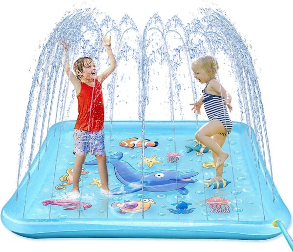 Growsland Splash Pad for Toddlers, Outdoor Sprinkler for Kids, 67" Summer Water Toys Inflatable Wading Baby Pool Fun Gifts for 3 4 5 6 7 8 9 Years Old Boy Girl Backyard Garden Lawn Outdoor Games