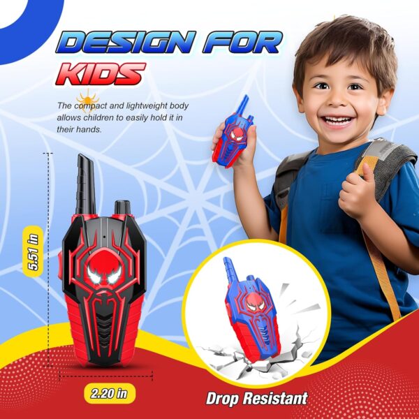 Spider Walkie Talkies for Kids: Toys Gifts for 3 4 5 6 7 8 9 Year Old Boys Girls Ages 5-7 Kids Walkie Talkies 2 Pack Outdoor Hiking 2 Way Radio Toy for 3-12 Year Old Boy Girl Birthday Gift Age 3-6 - Image 5