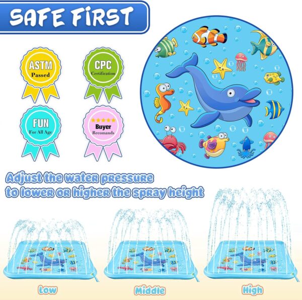 Growsland Splash Pad for Toddlers, Outdoor Sprinkler for Kids, 67" Summer Water Toys Inflatable Wading Baby Pool Fun Gifts for 3 4 5 6 7 8 9 Years Old Boy Girl Backyard Garden Lawn Outdoor Games - Image 3