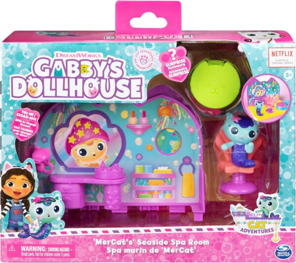 Gabby’s Dollhouse, MerCat’s Spa Room Playset, with MerCat Toy Figure, Surprise Toys and Dollhouse Furniture, Kids Toys for Girls & Boys 3+ - Image 2